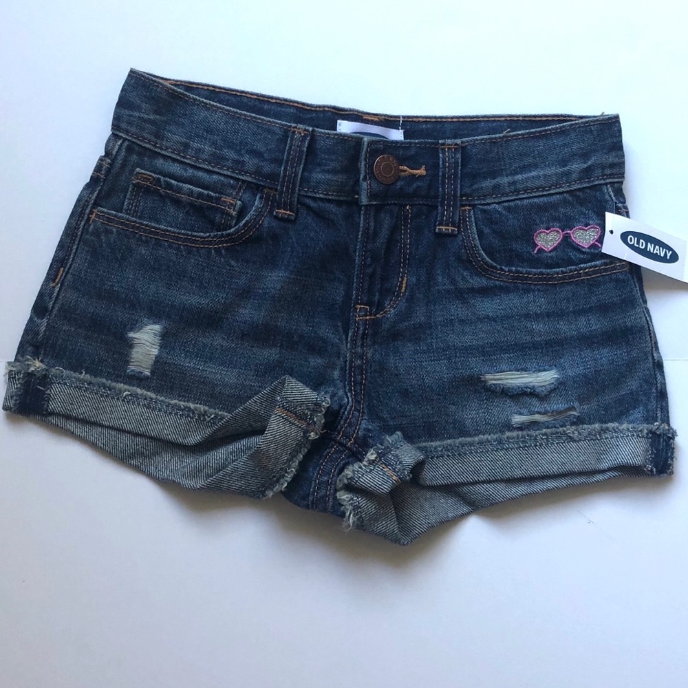 NWT distressed denim short w embellishments